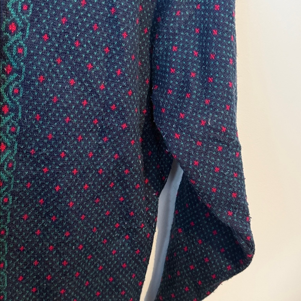 Vintage St. Michael Cardigan Sweater | Fair Isle Style | Navy Red Green | Size L - Picture 3 of 6